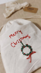 Bolsita Navideña Bordada "Merry Christmas"